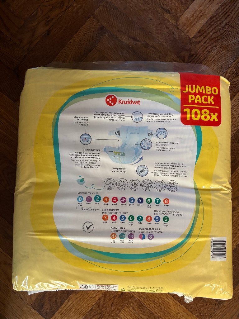 Kruidvat New Born luiers maat 2 (3-6 kg) - 108 stuks, Overige typen, Nieuw, Standaard, Ophalen