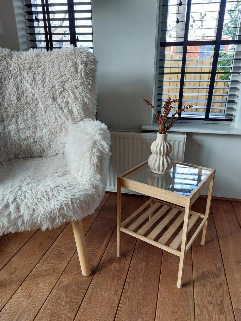 Ikea Nesna bamboe met glas, Minder dan 55 cm, Rechthoekig, Ophalen, 45 tot 60 cm