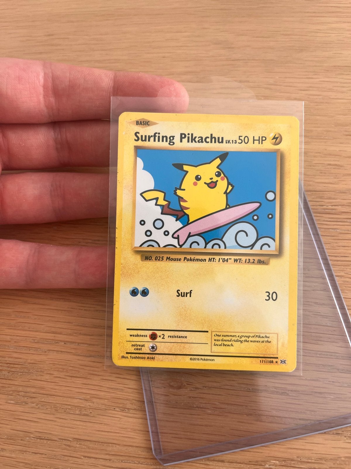 Surfing Pikachu Pokémon kaart, Ophalen of Verzenden, Gebruikt, Losse kaart