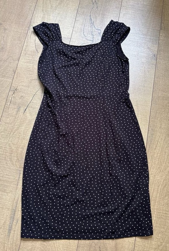 King Louie Zwart Jurkje met Witte Polkadots - Maat M, Kleding | Dames, Jurken, Maat 38/40 (M), Verzenden, Zwart, Zo goed als nieuw