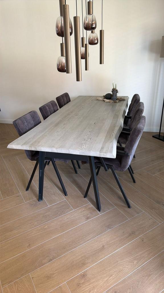 Eettafel boomstamblad, Huis en Inrichting, Tafels | Eettafels, Zo goed als nieuw, 50 tot 100 cm, 200 cm of meer, Rechthoekig, Ophalen