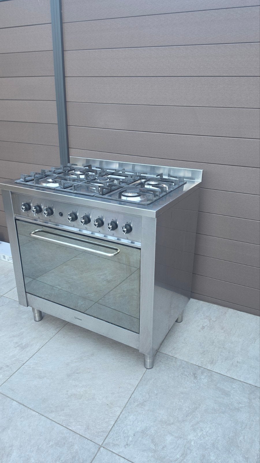 RVS Gasfornuis met Oven - 5 Kookzones, Ophalen, Gebruikt, Hete lucht, 60 cm of meer