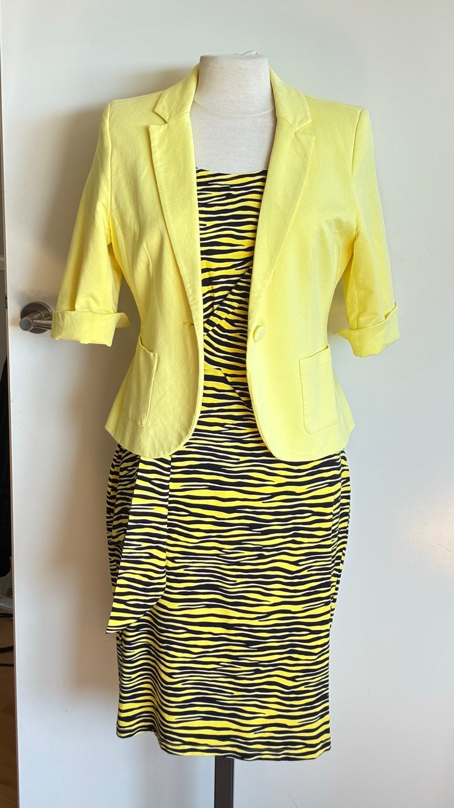 Juffrouw Jansen jurk zebraprint maat M, Maat 38/40 (M), Geel, Ophalen of Verzenden, Zo goed als nieuw