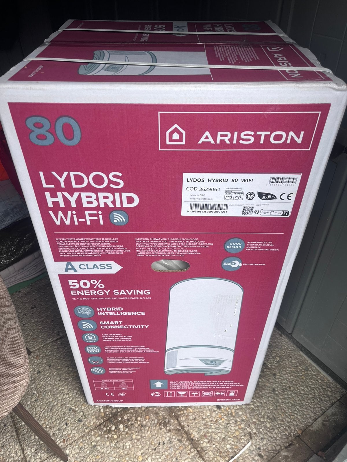 NIEUW Ariston Energion 80 liter WiFi warmtepompboiler, Doe-het-zelf en Verbouw, Geisers en Boilers, 20 tot 100 liter, Nieuw, Minder dan 3 jaar oud