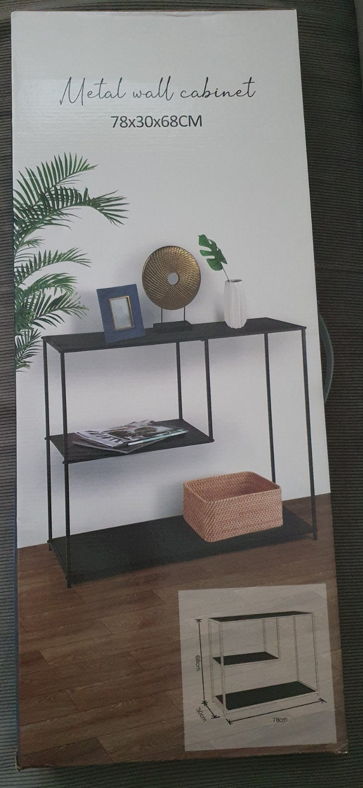 NIEUW metalen zwart wandmeubel sidetable 78x30x68 cm (bxdxh), Ophalen of Verzenden, Nieuw