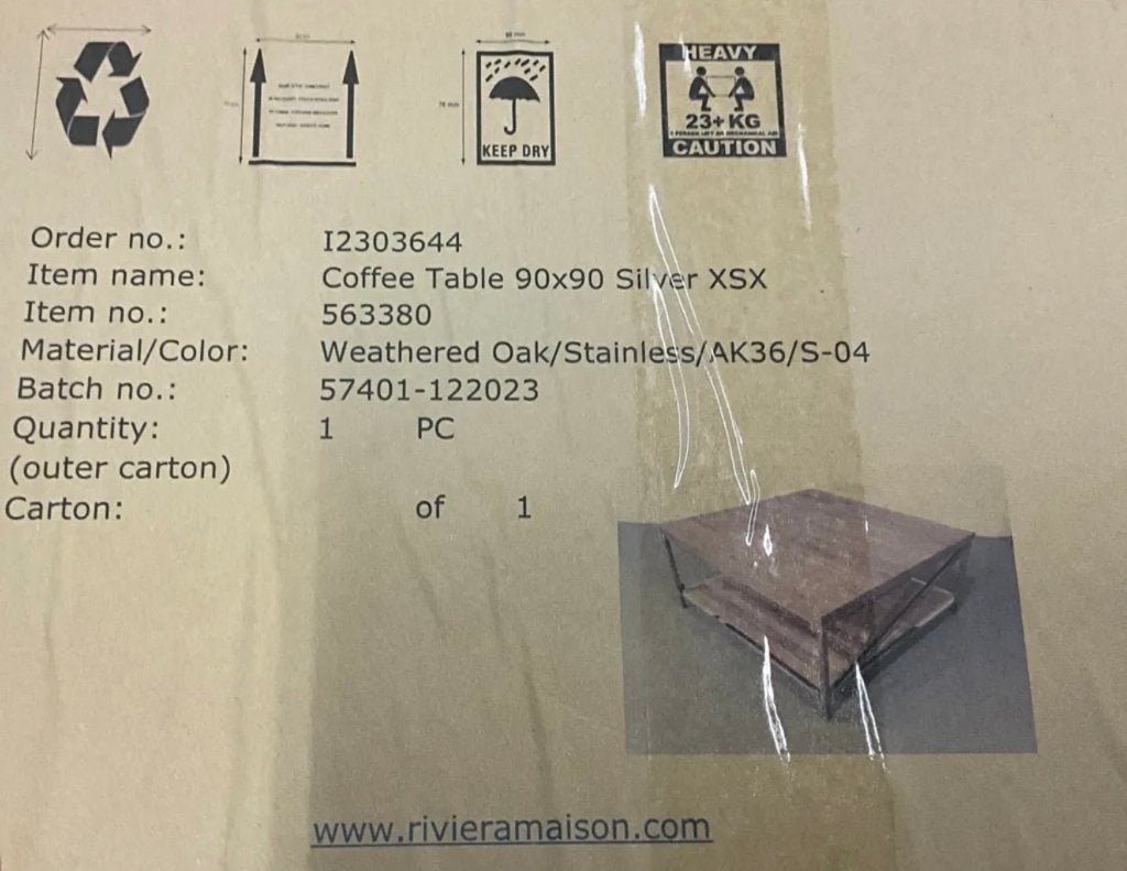 NIEUW Riviera Maison coffeetable salontafel twv € 990,00!, Ophalen, Vierkant, Nieuw, 50 tot 100 cm