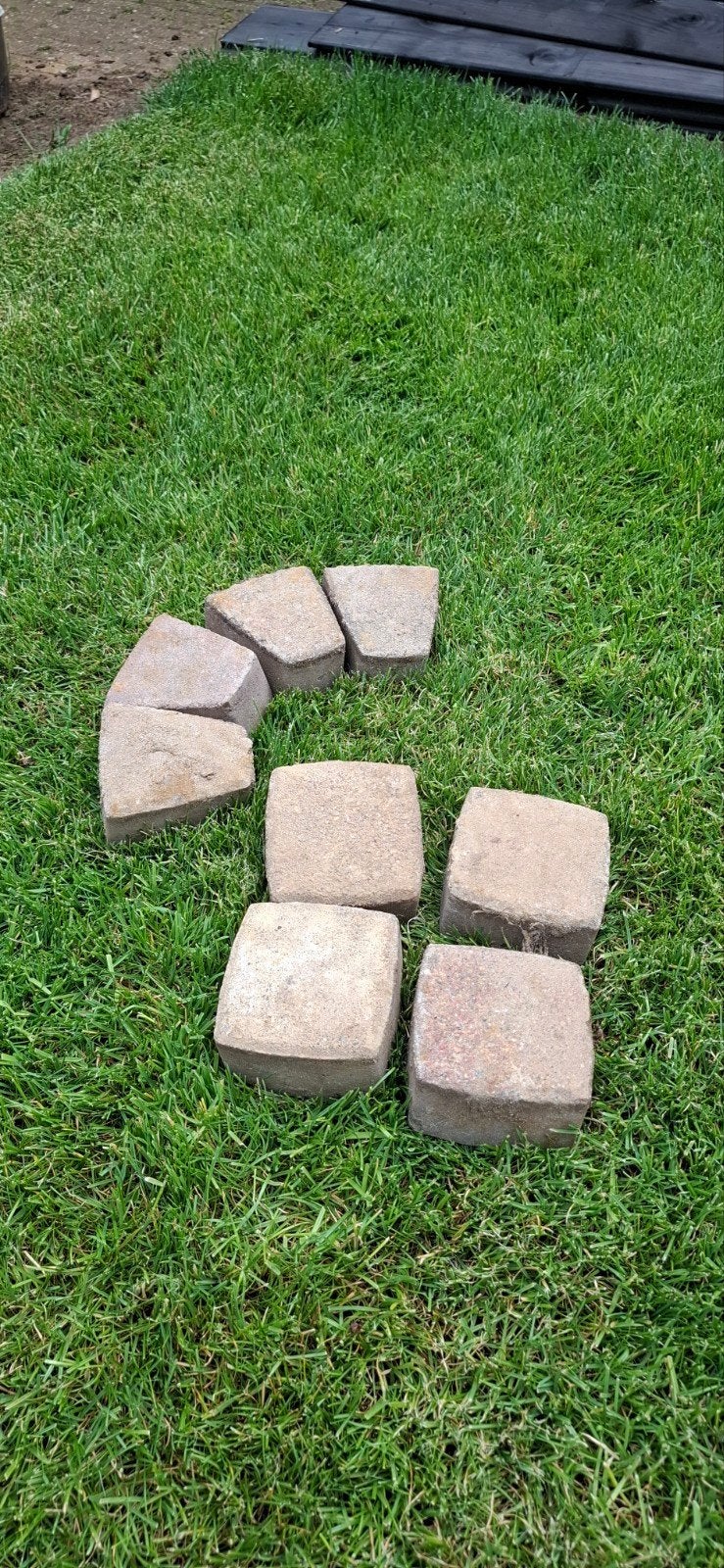 Circa 12.5m2 rond terrasstenen gratis afhalen, Tuin en Terras, Ophalen, Bruin