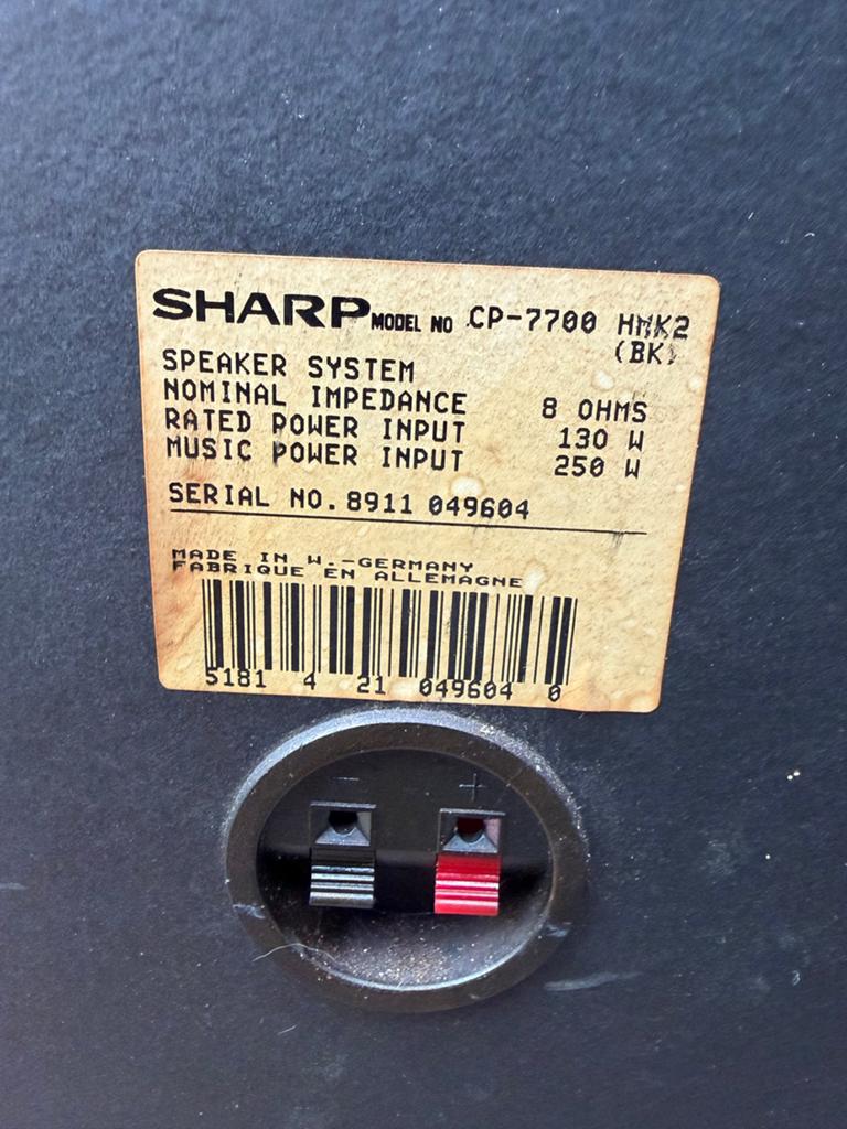 Sharp CP-7700 HMK2 Vloerstaande Speakers (2 stuks), Gebruikt, 120 watt of meer, Front, Rear of Stereo speakers, Ophalen