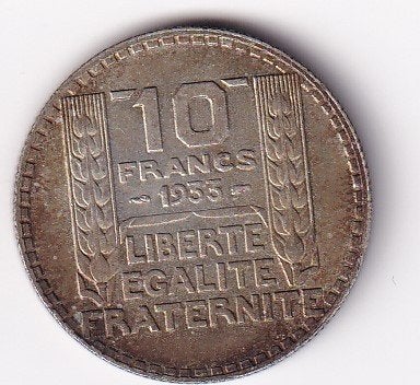 Frankrijk 10 Franc 1933 Fraai met Patina, Verzenden, Frankrijk, Losse munt, Zilver