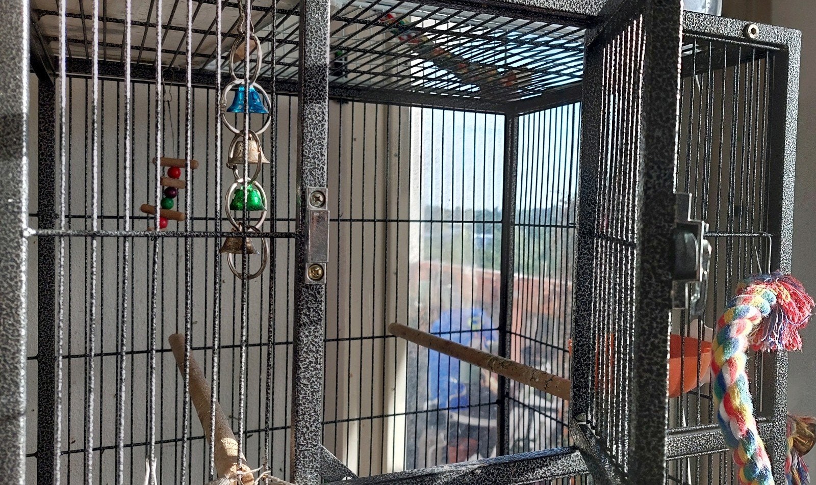 Vogelkooi gestapeld; 2 verdiepingen, met scheidingswand., Dieren en Toebehoren, Ophalen, Zo goed als nieuw, Metaal, Volière