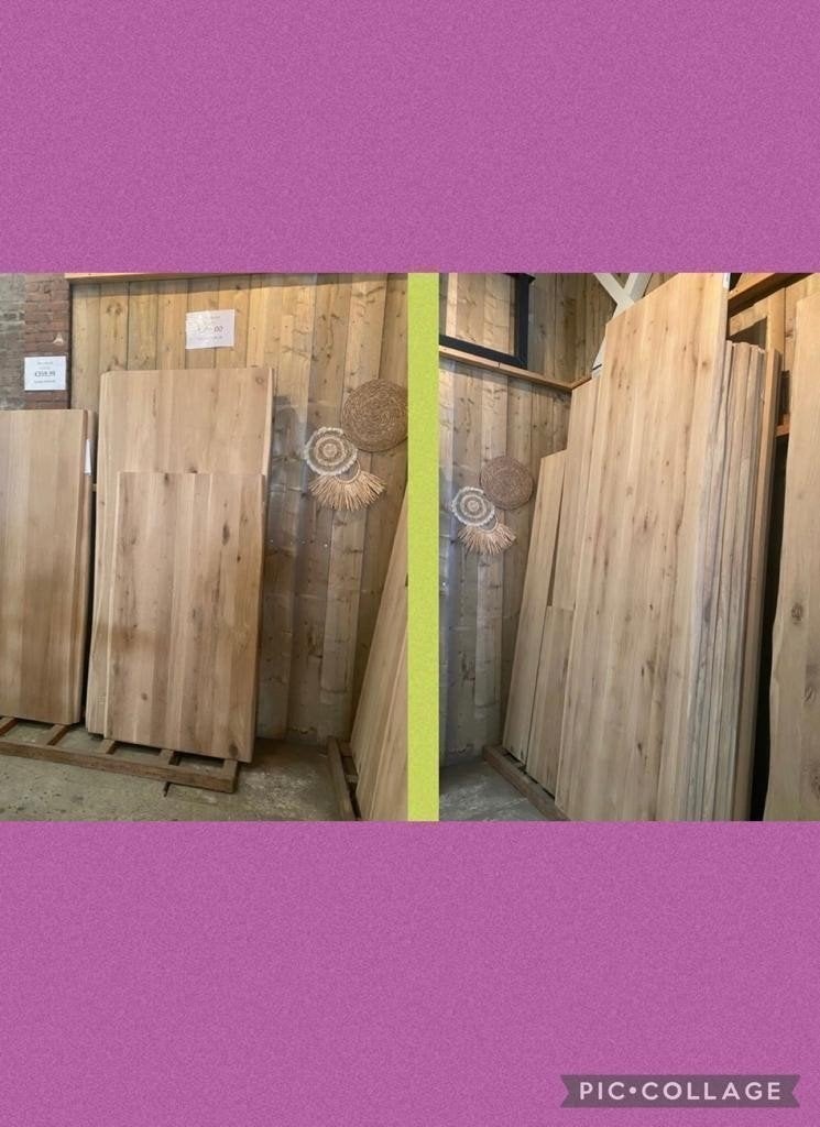 NIEUWE Eiken Boomstamtafel | ovaal | rond, Huis en Inrichting, Tafels | Eettafels, 100 tot 150 cm, Ophalen of Verzenden, Metaal