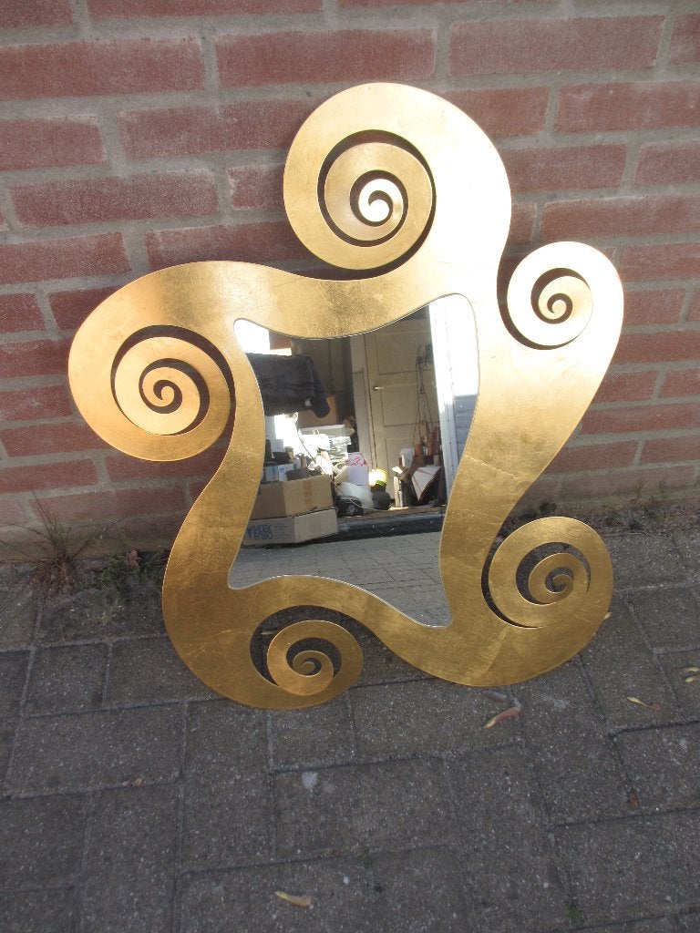 1990s “Circe” Gold Leaf spiegel Arti E Mestieri [ Italy], Ophalen of Verzenden, Overige vormen, Minder dan 50 cm, Minder dan 100 cm