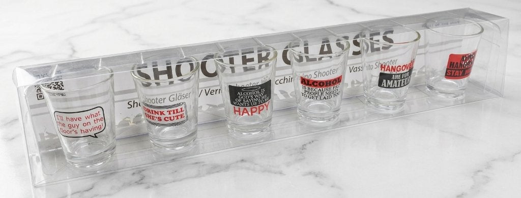 keuken Out of the Blue set 6 shot glaasjes shooter glasses, Glas of Glazen, Nieuw, Ophalen of Verzenden, Glas