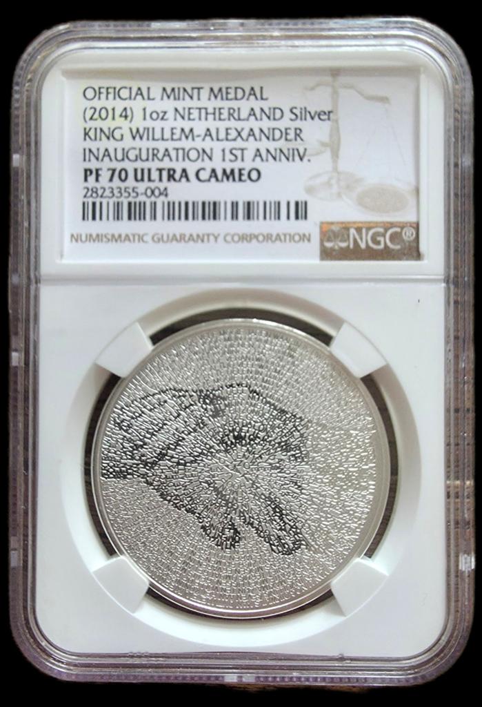 2014 Nederland 1oz Zilver Koning Willem-Alexander Inhuldigin, Koningin Beatrix, Zilver, Losse munt, Overige waardes