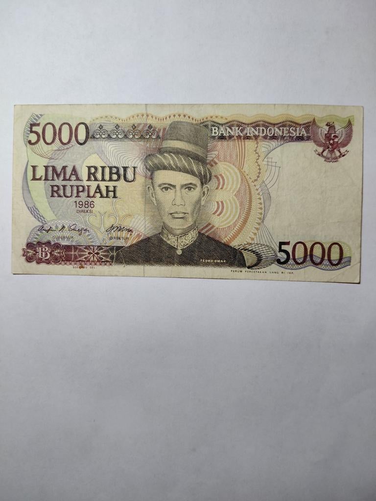 Indonesië 5000 rupiah 1986, Postzegels en Munten, Bankbiljetten | Azië, Ophalen of Verzenden, Zuidoost-Azië