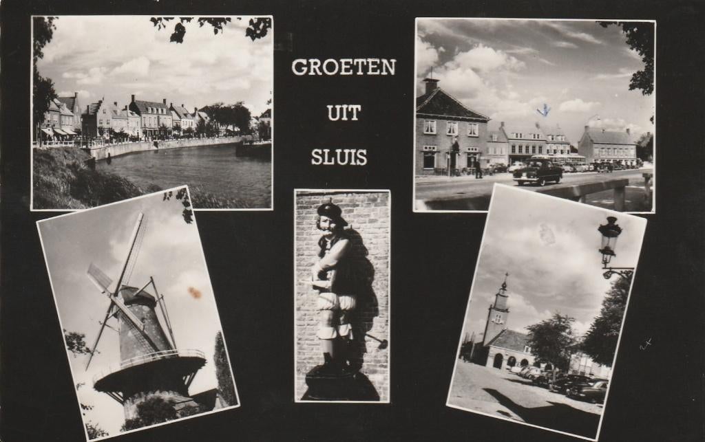 SLUIS Gemeentehuis Markt Molen Kerk St. Anna ter  Muiden, Verzenden, 1960 tot 1980, Ongelopen, Zeeland