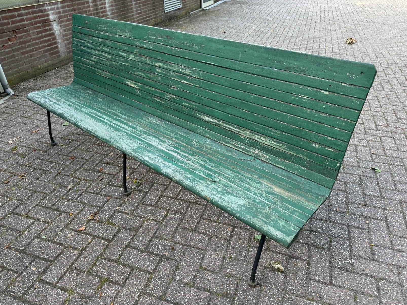 Trein-wagon bank,gietijzer, hout, stevig, authentiek, 2.30 b, Ophalen, Gebruikt, Nvt, Nvt