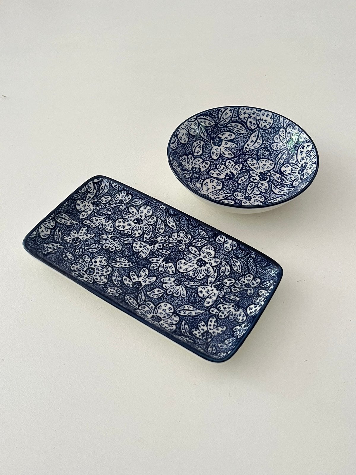 Bakje en schoteltje blauw bloemen, Huis en Inrichting, Keuken | Servies, Ophalen of Verzenden, Zo goed als nieuw, Overige stijlen