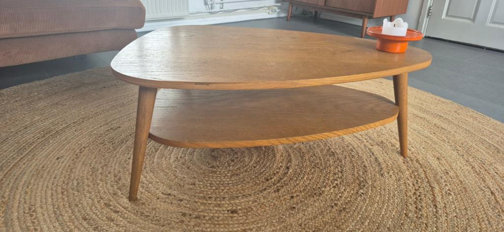 Vintage salontafel, onderplank, eiken, gebruikt, Ophalen, Vintage jaren 60, Gebruikt, 100 tot 150 cm