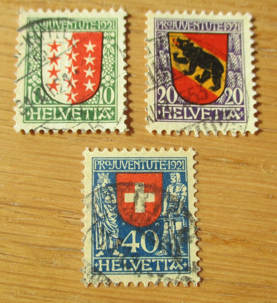 Zwitserland, serie Pro Juventute Wapenschilden, 1921, Ophalen of Verzenden, Gestempeld