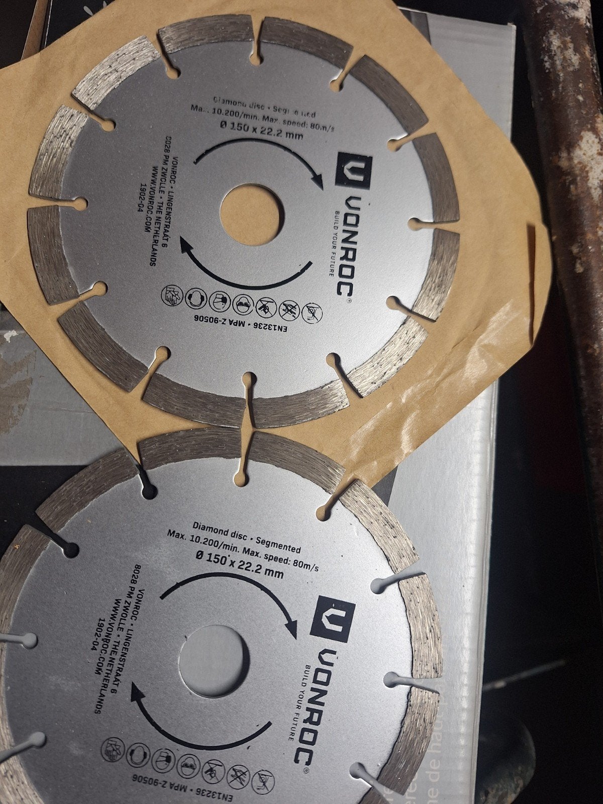 4 nieuwe diamantzaagbladen Vonroc, Doe-het-zelf en Verbouw, Ophalen, Nieuw, Minder dan 700 watt, Haakse handslijpmachine