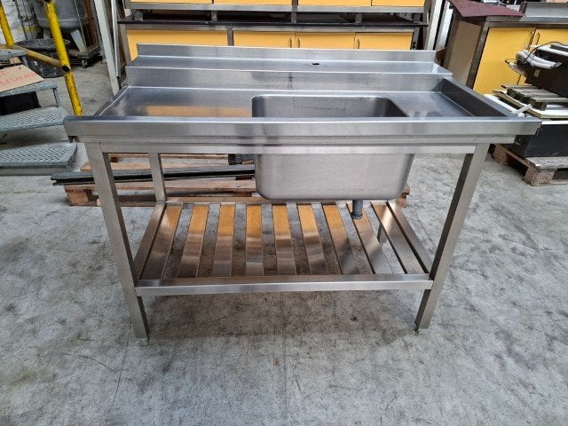 rvs aanvoertafel spoeltafel 120,5x75 cm, horeca, keuken, Ophalen, Gebruikt, 100 tot 150 cm, Minder dan 100 cm