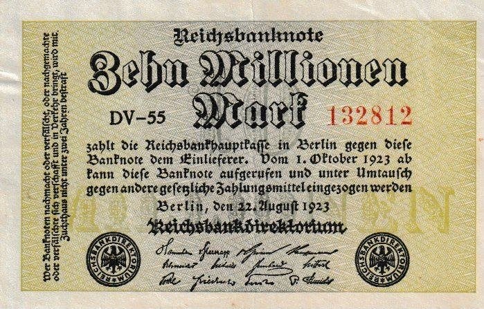 WEIMARREPUBLIEK-REICHSBANKNOTE-01-10-1923- 10.000.000 MARK, Ophalen of Verzenden, Duitsland, Los biljet