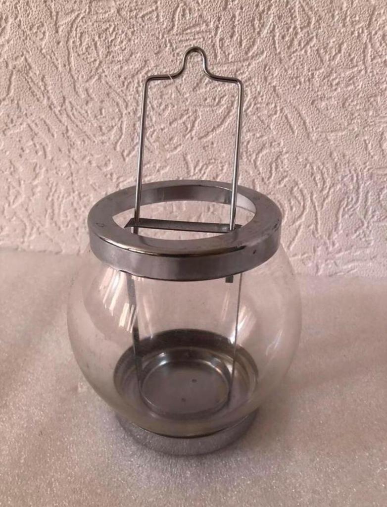 Vintage WINDLICHT van GLAS / RVS, Ophalen of Verzenden, Zo goed als nieuw, Overige materialen, Minder dan 25 cm