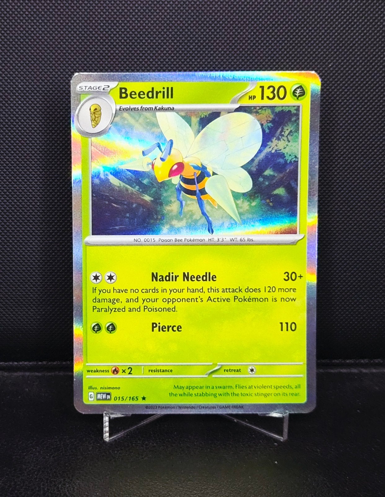 Beedrill Holo 015/165 MEW 151 Engels NM, Ophalen of Verzenden, Zo goed als nieuw
