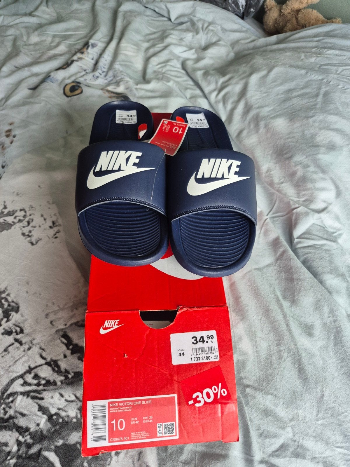 Nike Victori One Slide - US 10 - Nieuw, Slippers, Blauw, Nike, Nieuw