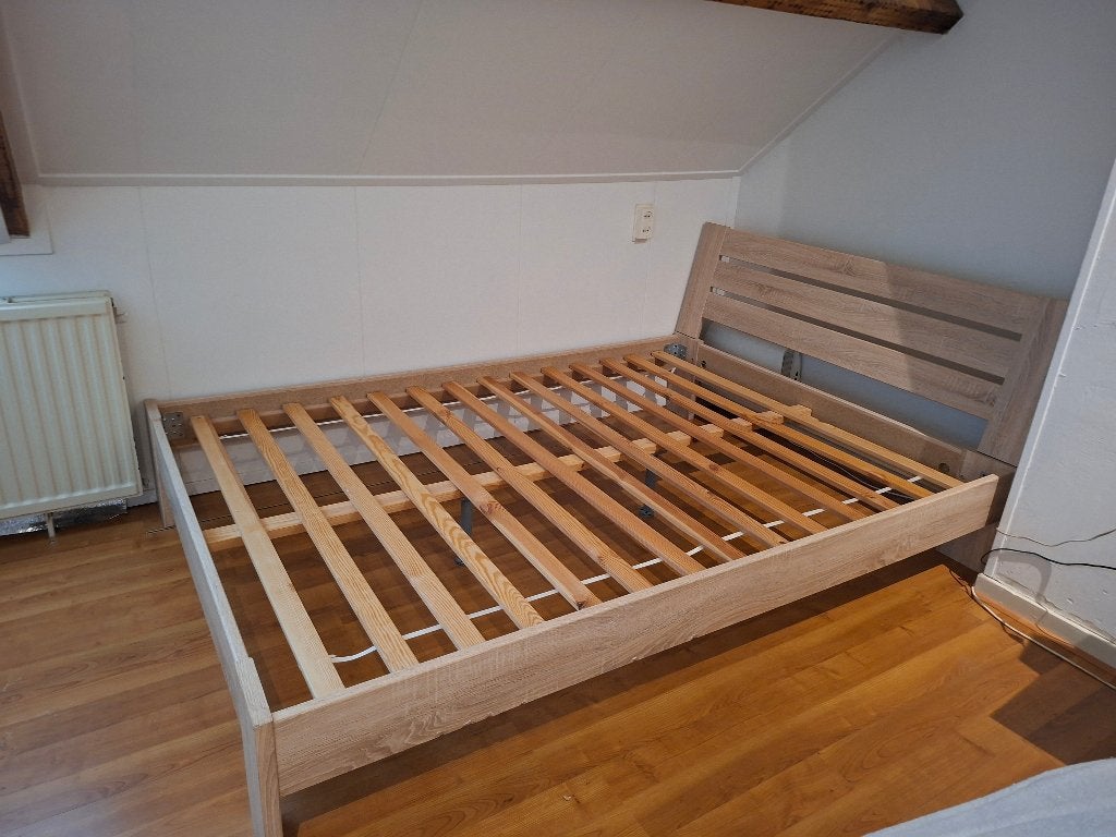 Tweepersoonsbed 1.40 x 2.00, Gebruikt, Beige, Tweepersoons, 200 cm