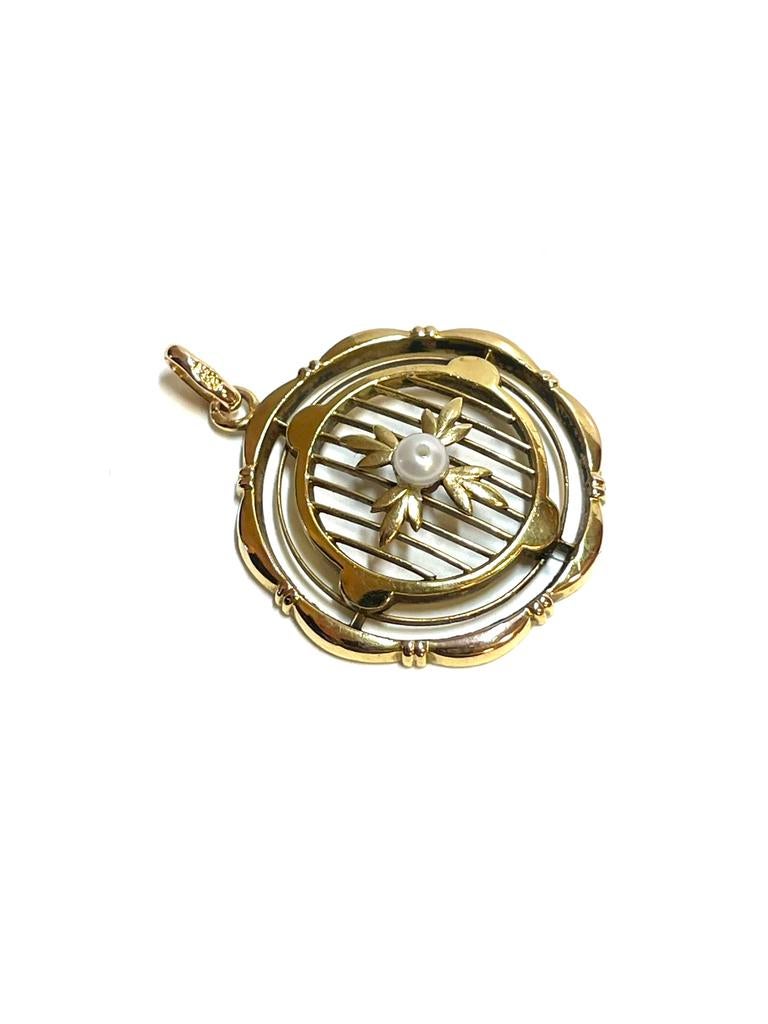 14k gouden hanger met een parel, Overige voorstellingen, -, -, Ophalen of Verzenden