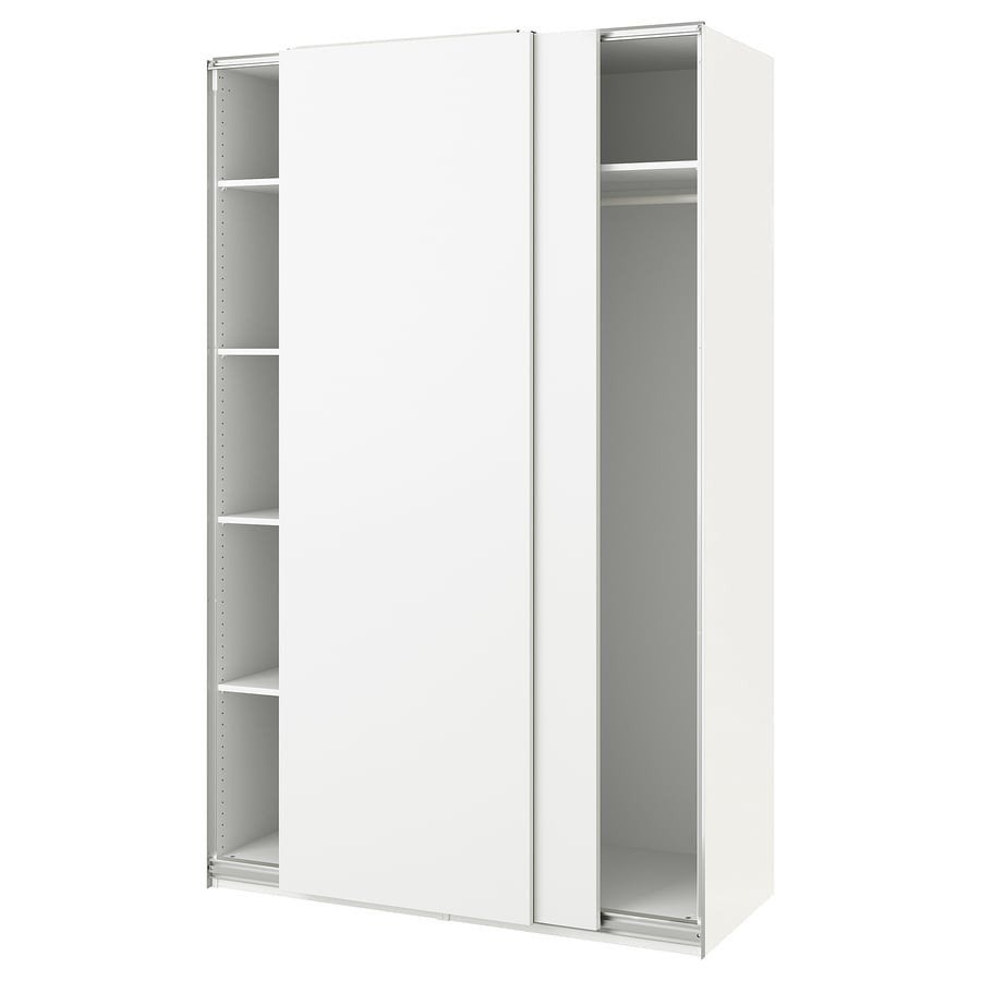 IKEA PAX Kledingkast met schuifdeuren (wit), Huis en Inrichting, Kasten | Kledingkasten, Ophalen, Gebruikt, 200 cm of meer, Met plank(en)