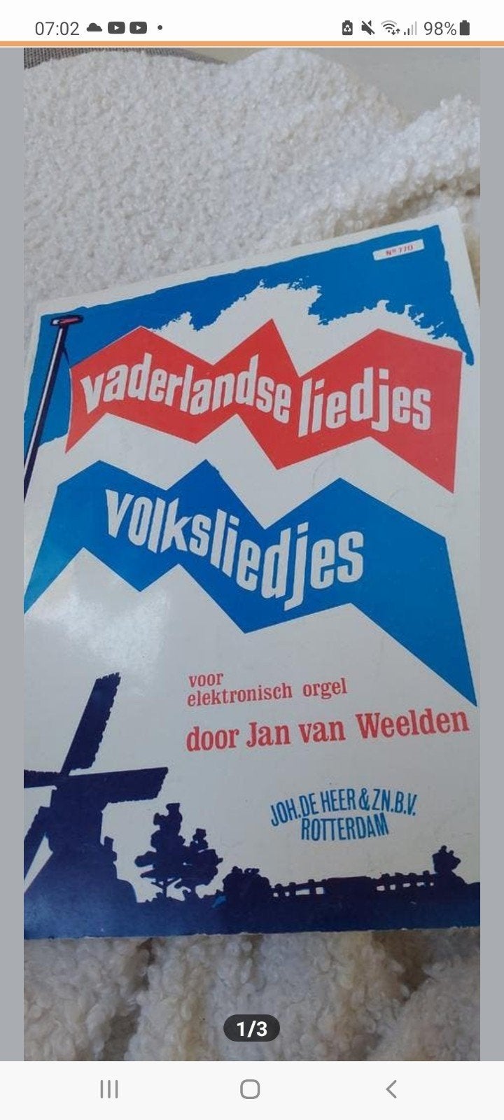 VADERLANDSE LIEDEREN VOOR ORGEL DOOR JOH DE HEER, Muziek en Instrumenten, Bladmuziek, Orgel, Gebruikt, Ophalen of Verzenden, Thema