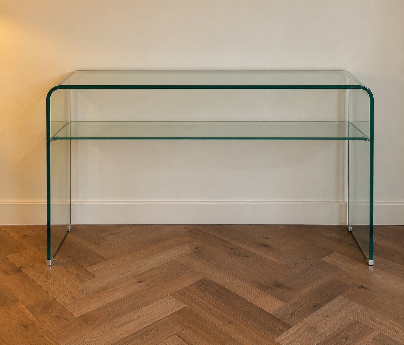 Westwing glazen sidetable / wandtafel, Ophalen, 100 tot 150 cm, Glas, Zo goed als nieuw