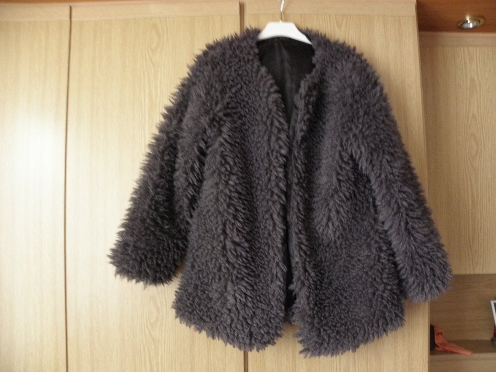 Antraciet grijs imitatie bont jasje mt XL zeer goede staat, Maat 38/40 (M), Ophalen of Verzenden, Jasje, Grijs