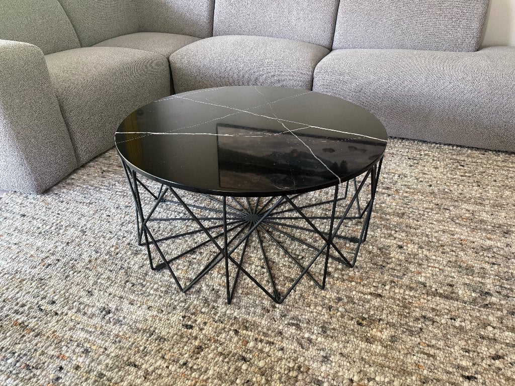Bolia Salontafel - Zwart Marmer, D90cm, H42cm, Huis en Inrichting, Tafels | Salontafels, Ophalen, Overige materialen, 50 tot 100 cm