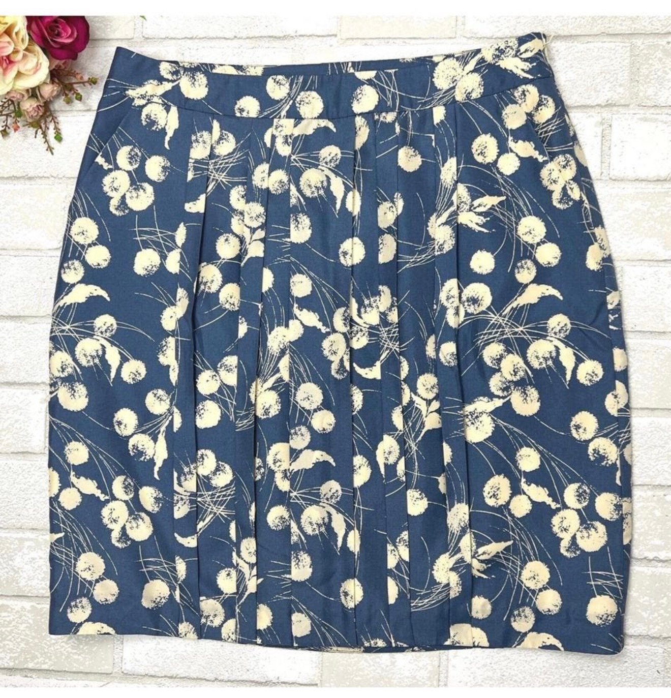 Boden Limited Edition ROK s Zijde Blauwe Dandelion Plooirok, S, Blauw, Ophalen of Verzenden, Zo goed als nieuw