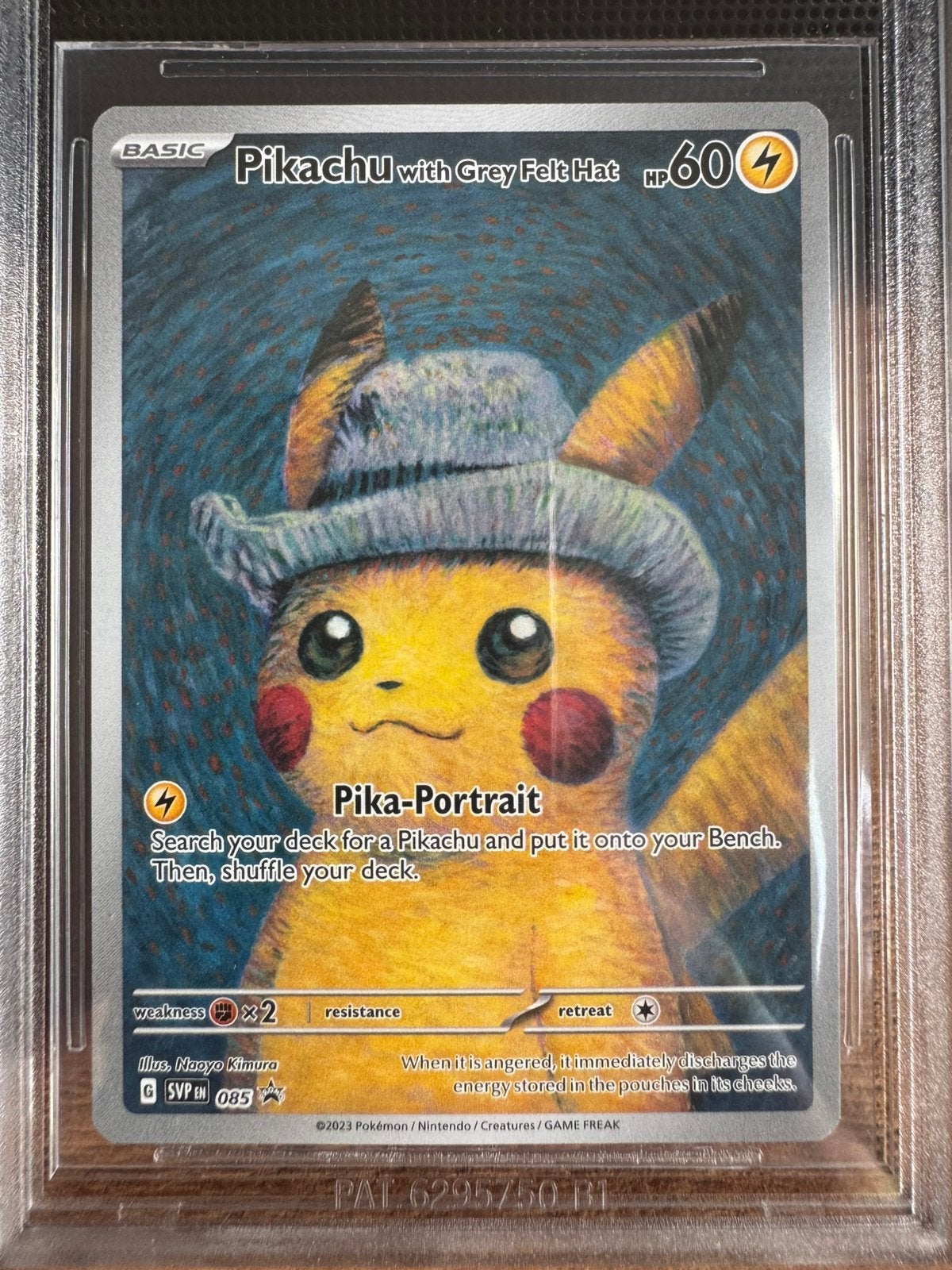 Pikachu Grey Felt Hat Van Gogh - BGS 9 Pokemon kaart, Ophalen, Nieuw, Losse kaart