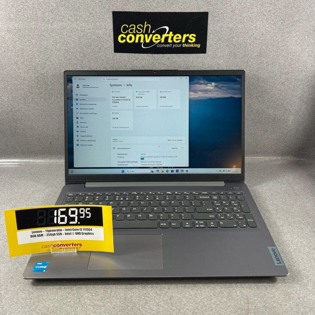Lenovo Intel core I3 11de gen | 8GB | 256GB | lader | 415029, Computers en Software, 2 tot 3 Ghz, Qwerty, 8 GB, Ophalen of Verzenden