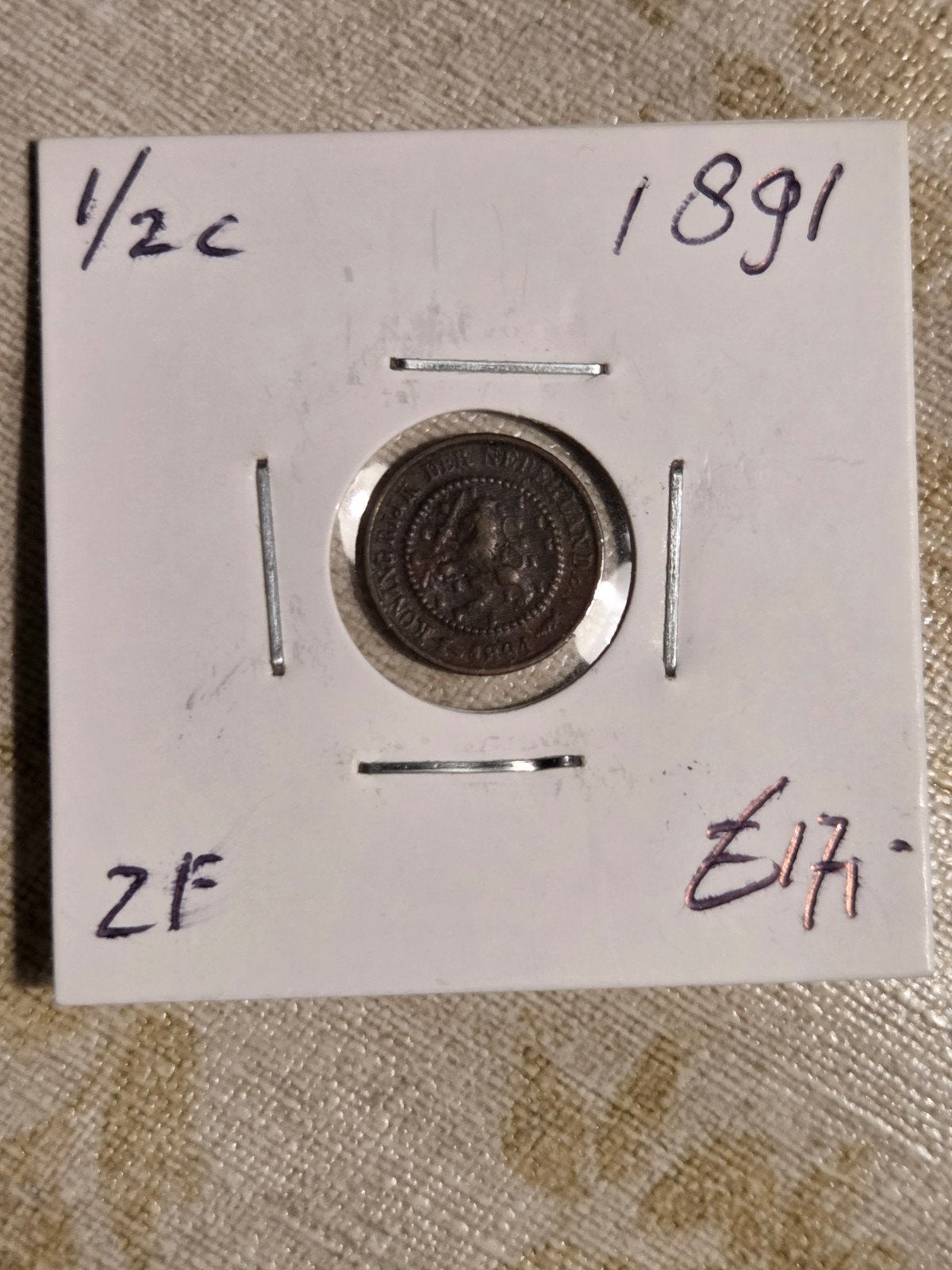 1/2 Cent Munt 1891 Koningin Wilhelmina (1e type), Postzegels en Munten, Munten | Nederland, Ophalen of Verzenden, Koningin Wilhelmina