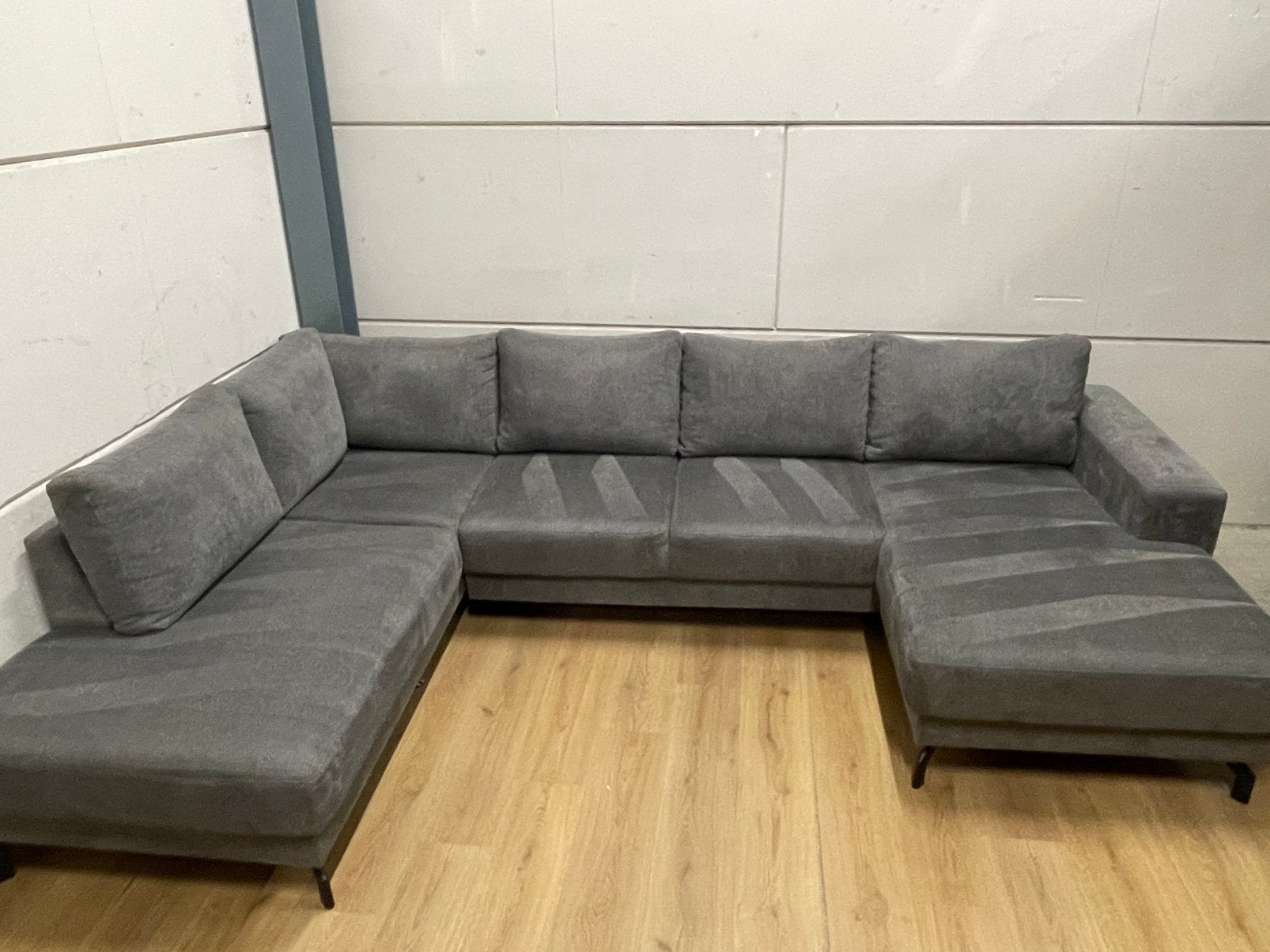 Mooie luxe suede grijze u bank - GEREINIGD!!!, Ophalen, Luxe, Hoekbank, 300 cm of meer