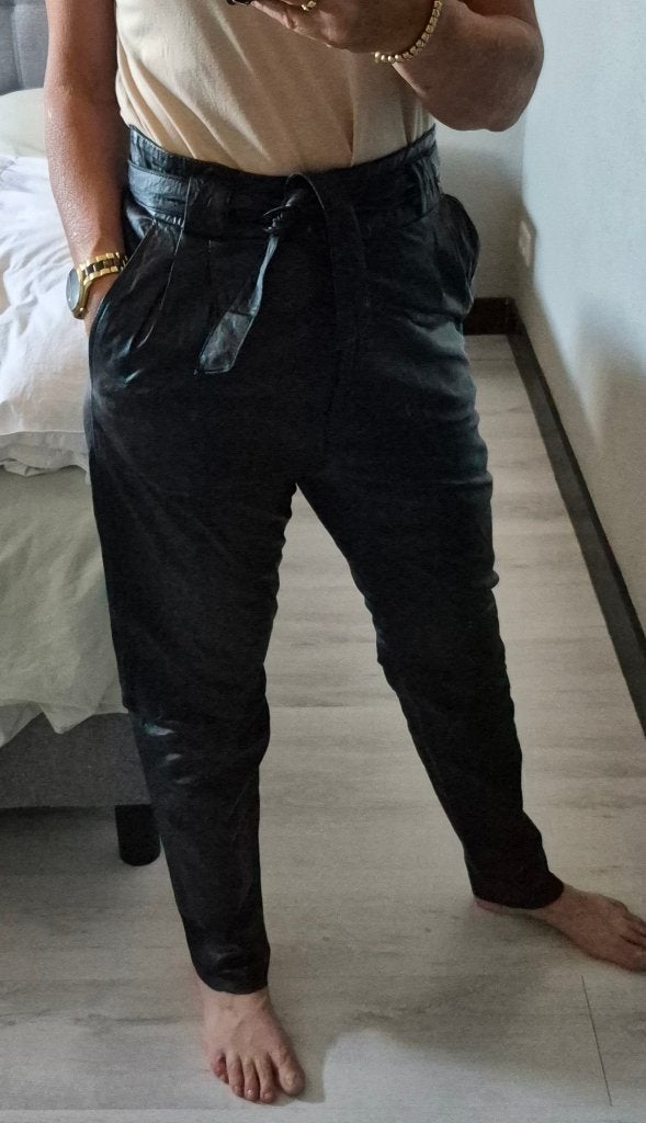 Prachtige zwarte leren broek van Ibana, maat 40, Maat 38/40 (M), Zwart, Ophalen of Verzenden, Zo goed als nieuw