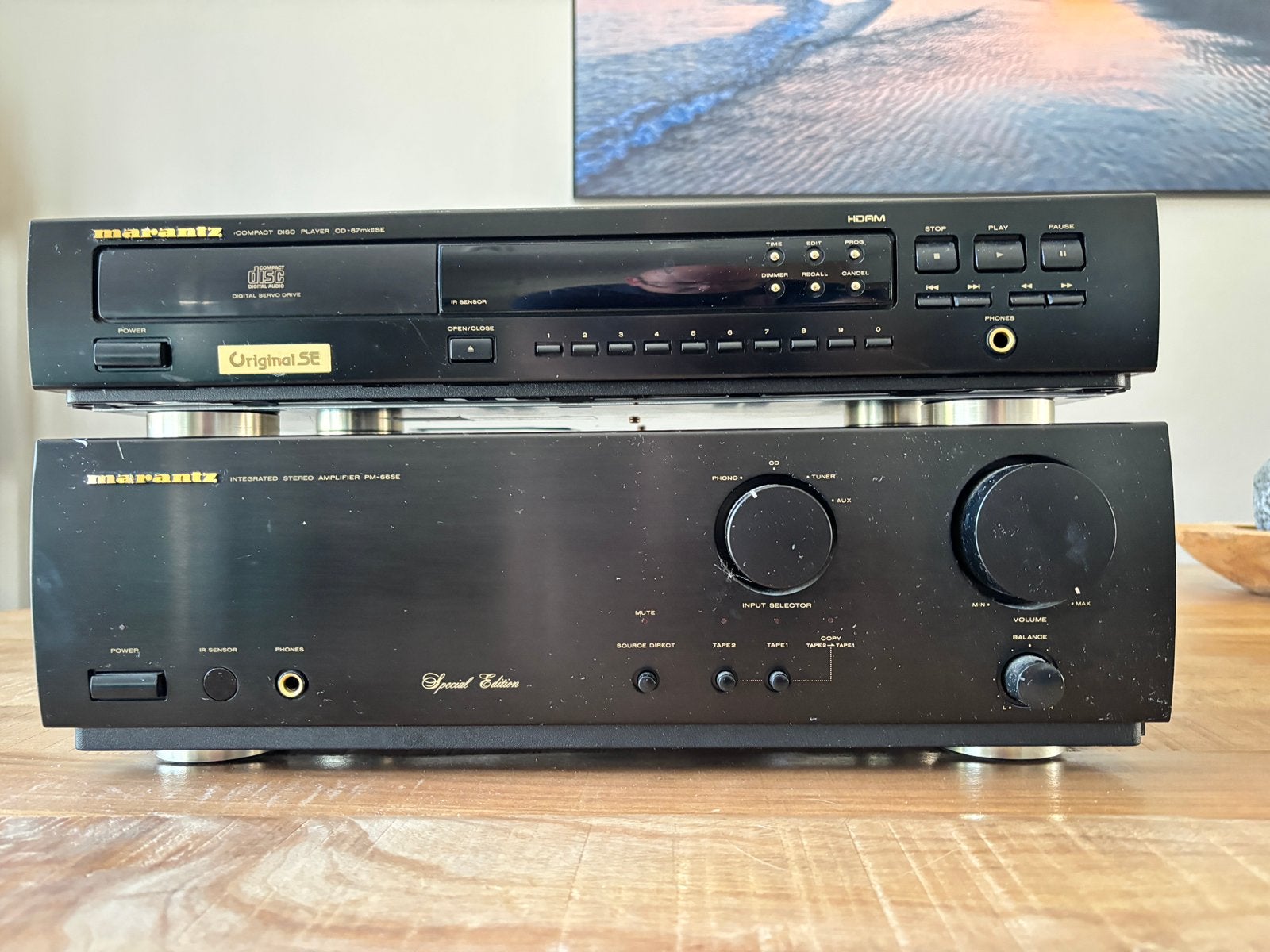 Marantz PM66 SE Versterker en cd 67-mkii cd speler, Zo goed als nieuw, 60 tot 120 watt, Stereo, Ophalen