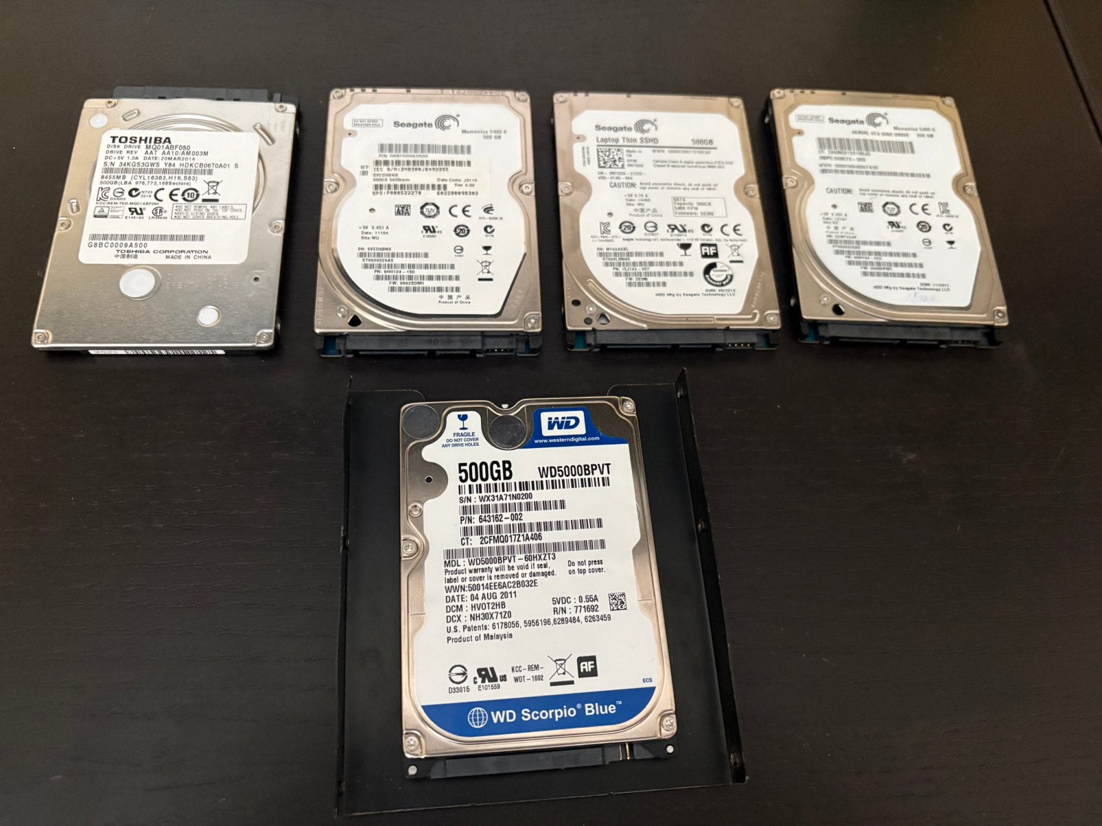 Diverse 2.5 HDD”s Van 500gb, Ophalen of Verzenden, Zo goed als nieuw, Desktop