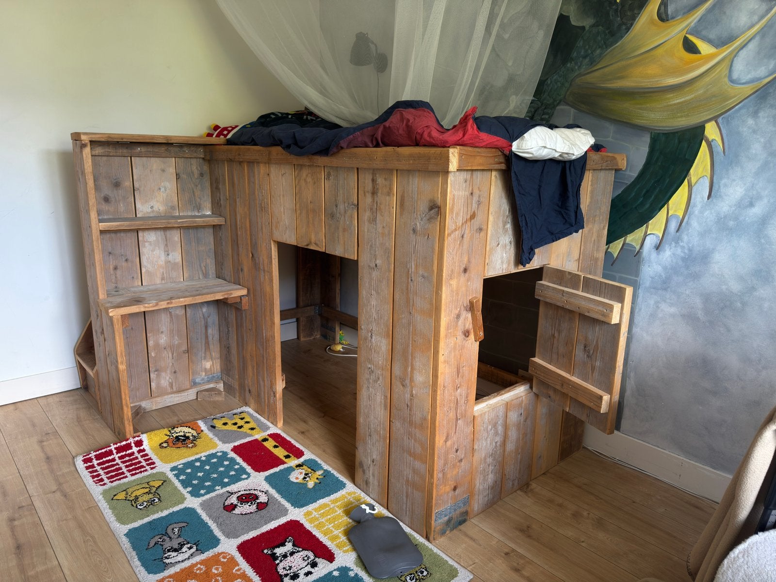 Steigerhouten hoogslaper, Ophalen, Zo goed als nieuw, Hoogslaper