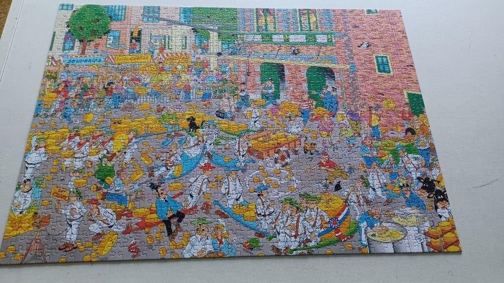 Jan van Haasteren  Skutsjesilen en De kaasmarkt 1000 st, Ophalen, 500 t/m 1500 stukjes, Gebruikt, Legpuzzel