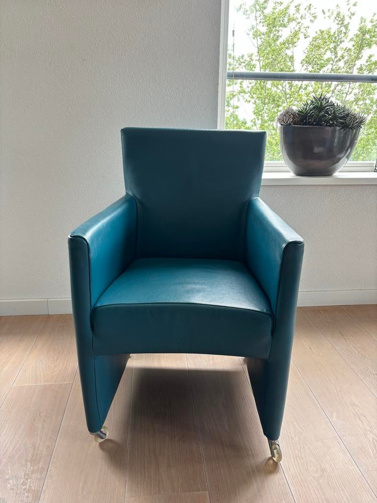 Bert Plantagie design fauteuil, rolbaar, echt leer, Huis en Inrichting, Ophalen, Gebruikt, 50 tot 75 cm, Leer