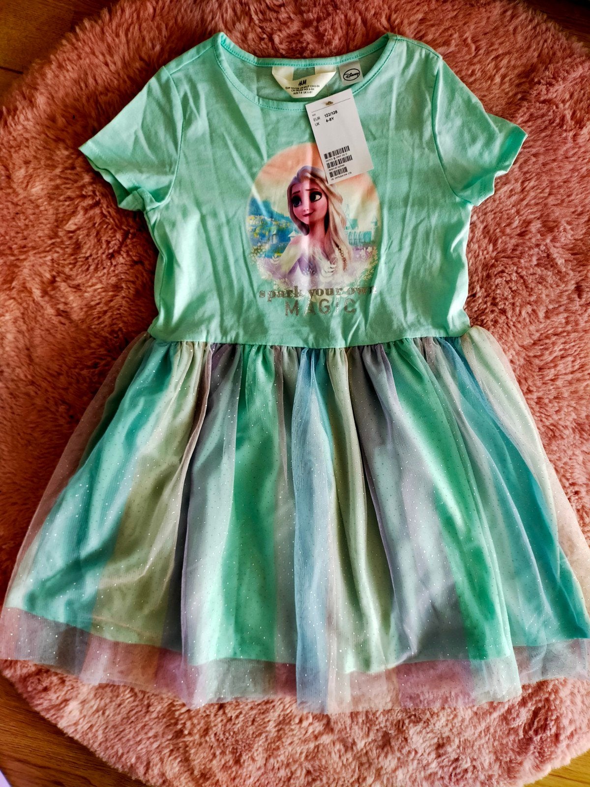 Nieuw! Mintgroene Frozen Elsa jurk H&M. Mt 122/128, Meisje, H&M, Nieuw, Ophalen of Verzenden