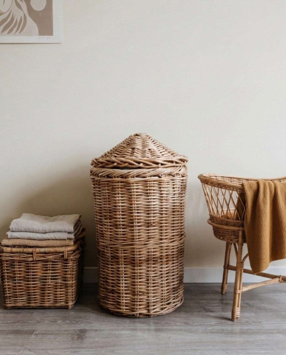 Rieten wasmand., Ophalen of Verzenden, Rond, Riet